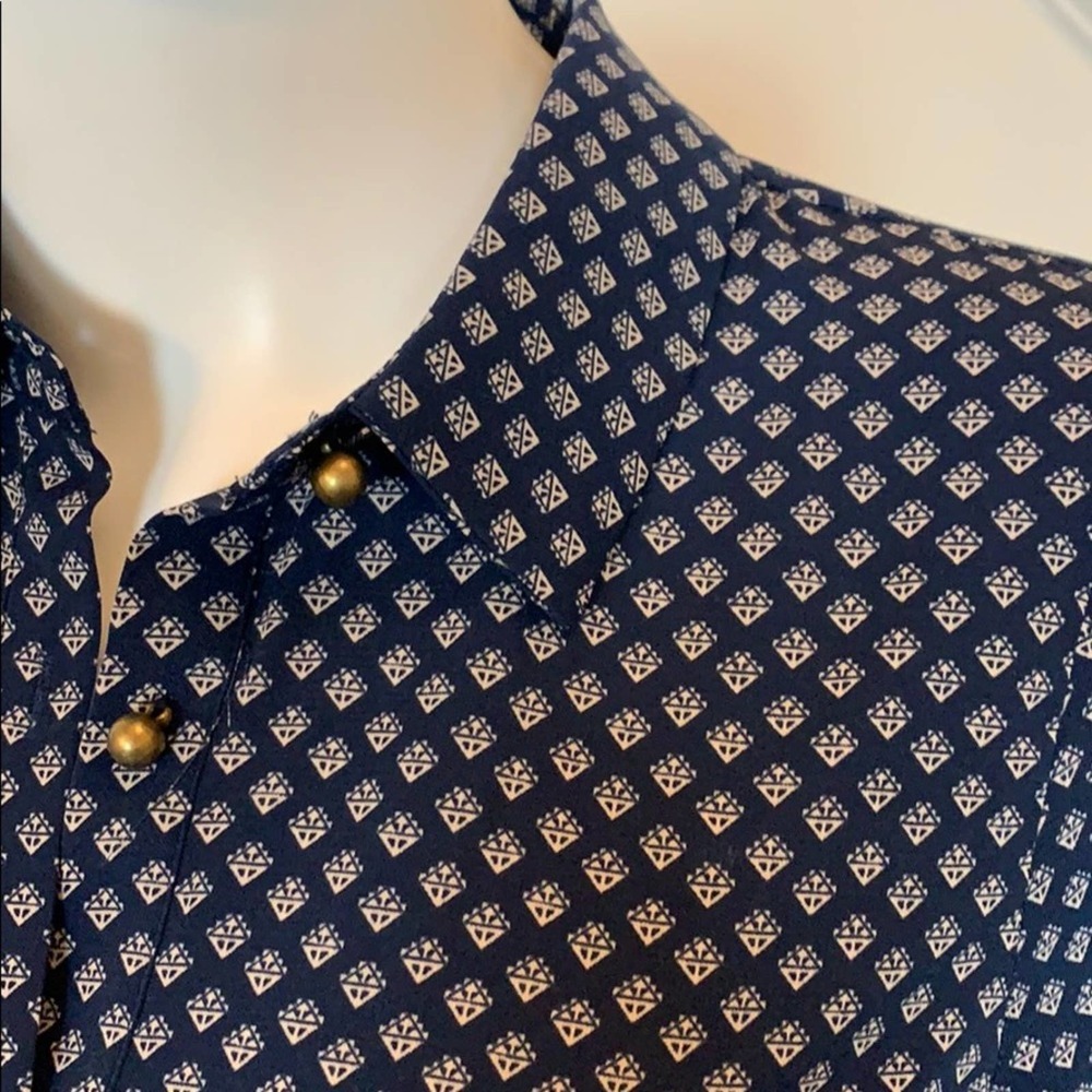 Maison Jules Printed Drawstring Button Down Dress - image 8